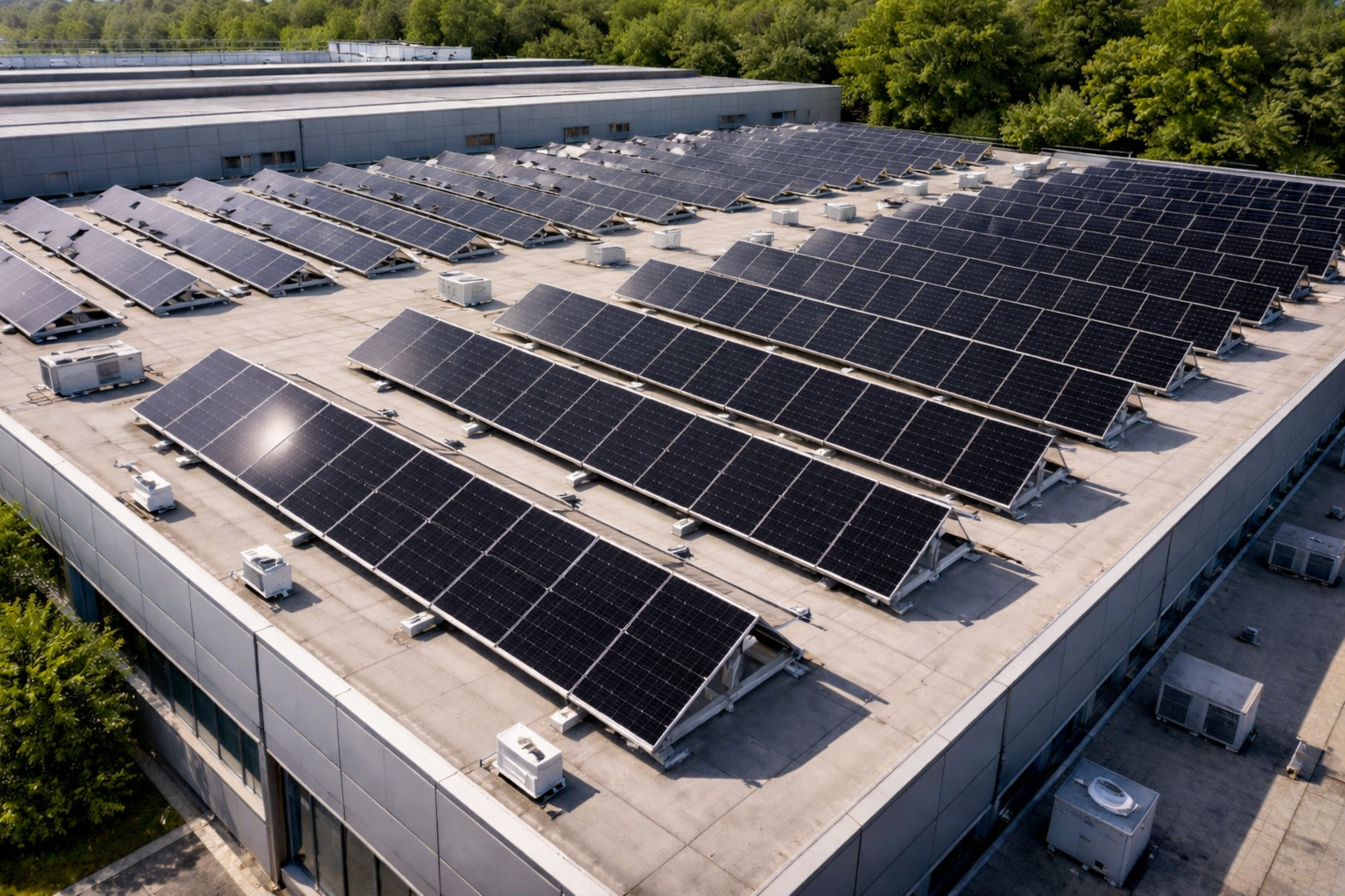 Gewerbliche Dachfläche mit Photovoltaik